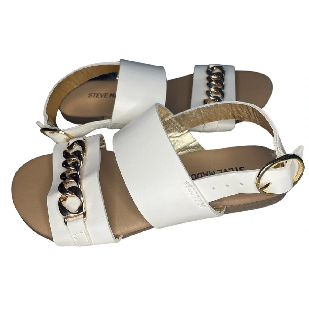 STEVE MADDEN KID'S WHITE DARCY CHAIN SANDAL NWOT